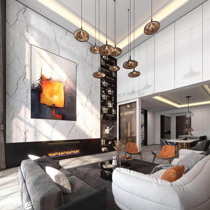 枫丹丽舍,简约风格效果图,客厅电视背景墙设计